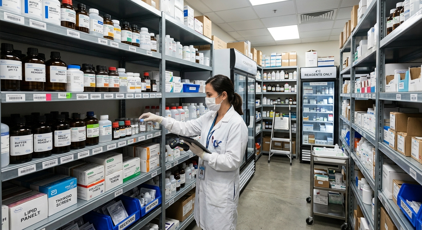 Pharmacist handling medication